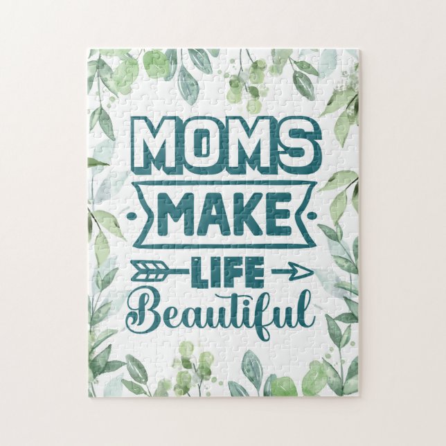 Quebra-cabeça Dia de as mães Word Art Com Folhagem (Vertical)