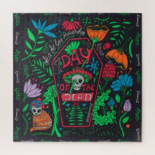 Quebra-cabeça Dia de los Muertos: Conjunto de Cartão Festivo