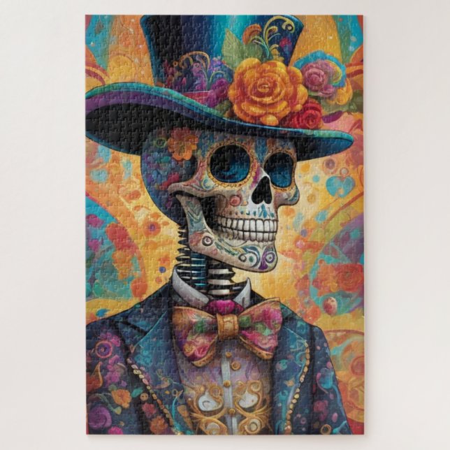 Quebra-cabeça Dia de los Muertos Dapper Skeleton (Vertical)