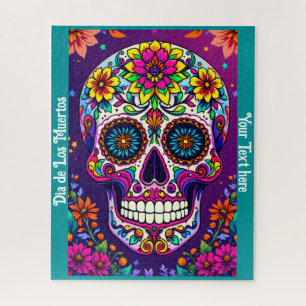 Quebra-cabeça Dia de Los Muertos Sugar Skull Texto Personalizado