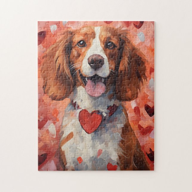 Quebra-cabeça Dia de os namorados de cão Brittany (Vertical)