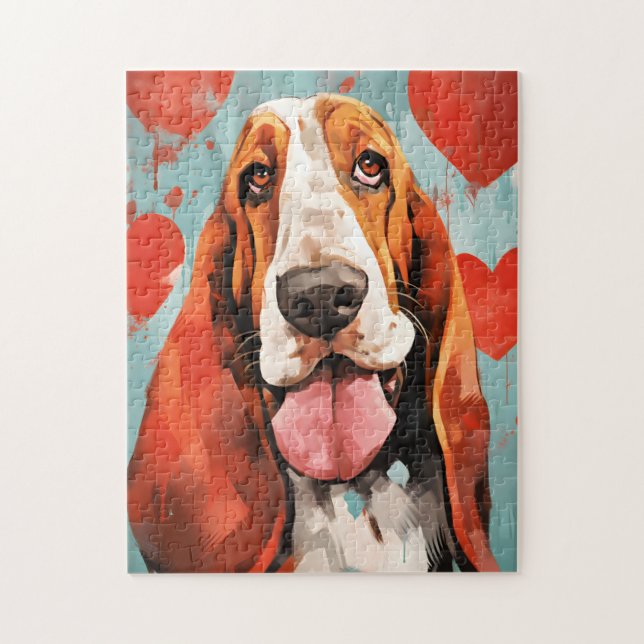 Quebra-cabeça Dia de os namorados Hound Basset (Vertical)