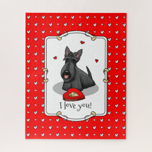 Quebra-cabeça Dia de os namorados (vermelho) Scottie Dog (preto)