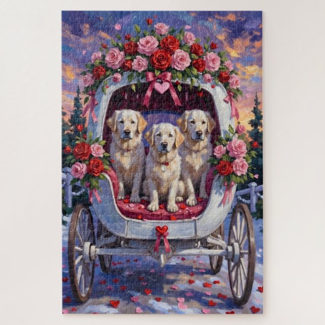 Quebra-cabeça Dia dos Namorados do Cão Grande Pirenéus (Vertical)