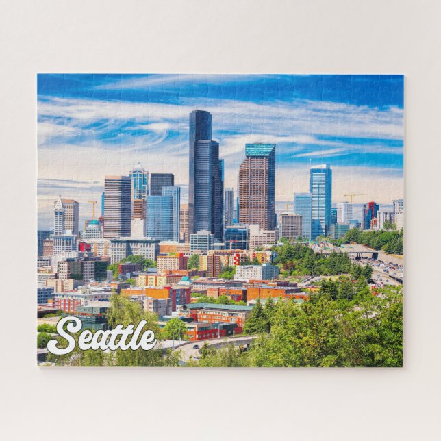 Quebra-cabeça Dia Nublado em Seattle, Washington, Estados Unidos (Horizontal)