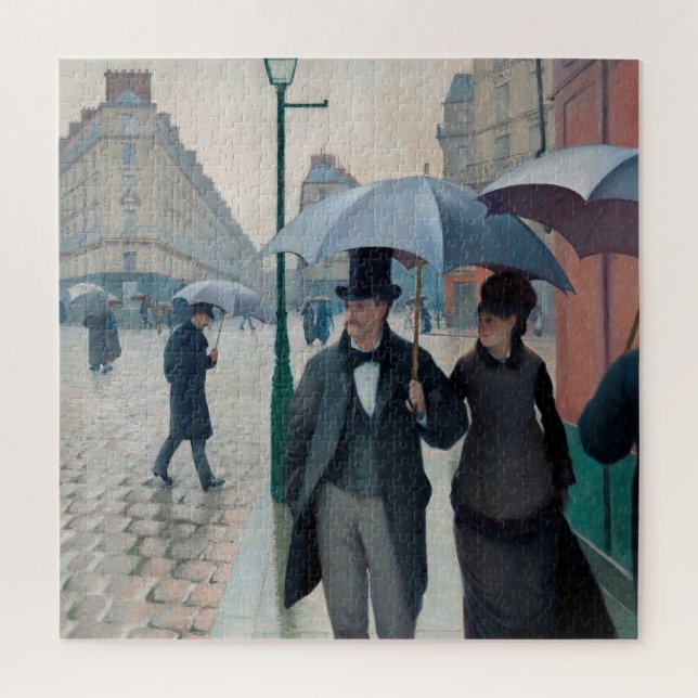 Quebra-cabeça Dia Rainy da Rua Paris por Gustave Caillebotte (Vertical)