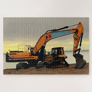 Quebra-cabeça Digger Amarelo & Trator Movendo a Ponta em Hythe