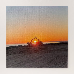 Quebra-cabeça Digger e Truck Framing ao sol do mar