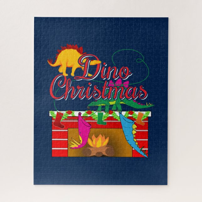 Quebra-cabeça Dino Christmas - Dinossaur Stockings (Vertical)