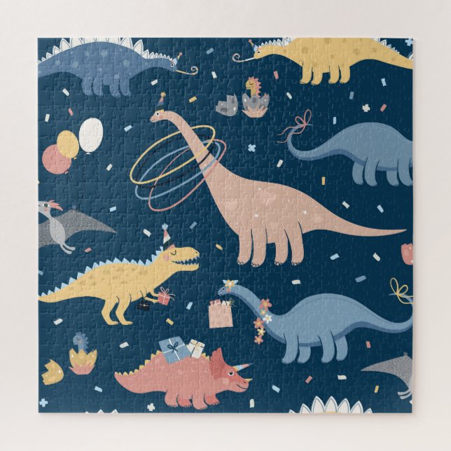 Quebra-cabeça Dino Delight: Diversão Festa de aniversário (Vertical)