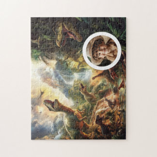 Quebra-cabeça Dino Puzzle mit Foto Geburtstag Geschenk Junge