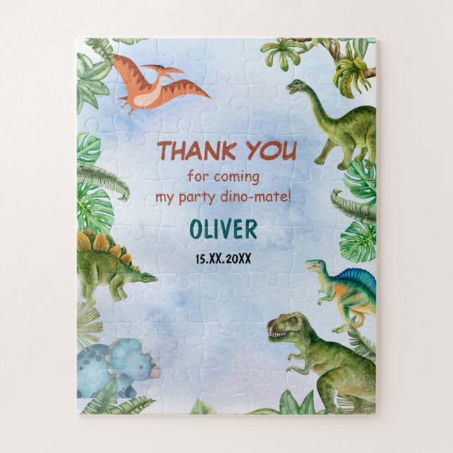 Quebra-cabeça Dinossaur Dino T-rex Aniversário Presente Obrigado (Vertical)