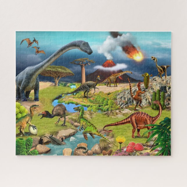 Quebra-cabeça Dinossaur Jurassur Park animais pré-históricos Din (Horizontal)