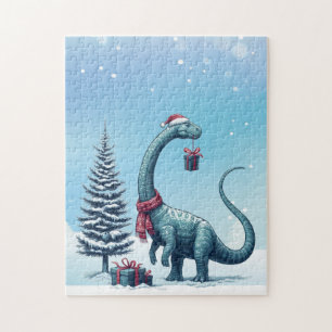 Quebra-cabeça dinossauro Brontossauro de Natal