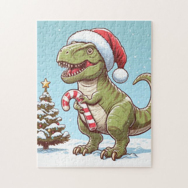 Quebra-cabeça Dinossauro de cana de Natal fofo (Vertical)