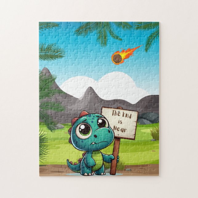 Quebra-cabeça dinossauro fofo, engraçado (Vertical)