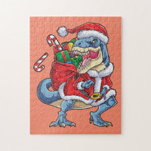 Quebra-cabeça Dinossauro Natal Papai Noel T rex Homens