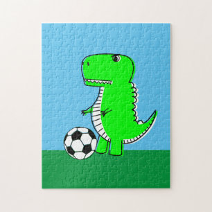 Quebra-cabeça Dinossauro Verde Ama Futebol