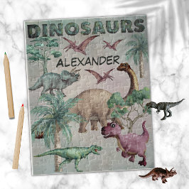 Quebra-cabeça Dinossauros D-Rex Dinos Nome dos Meninos