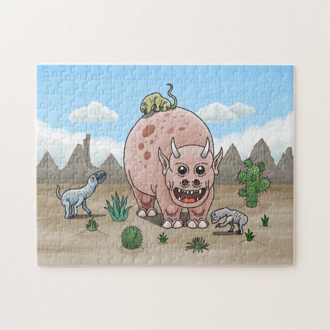 Quebra-cabeça Dinossauros da Fantasia Cozy e Cute (Horizontal)