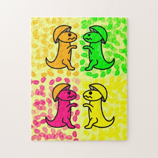 Quebra-cabeça Dinossauros de Frutas Cítricas (Vertical)