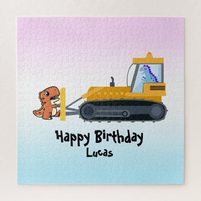 Quebra-cabeça Diversão de um trator de dinossauro Fazenda Escola (Vertical)