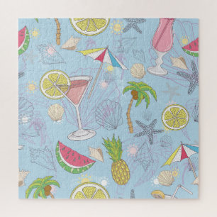 Quebra-cabeça Diversão de Verão, Padrões Sem Olhos De Cocktail.