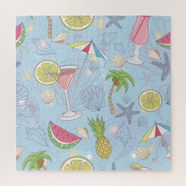 Quebra-cabeça Diversão de Verão, Padrões Sem Olhos De Cocktail. (Vertical)
