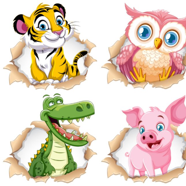 Quebra-Cabeça Divertido com Animais Fofos (“Peek‑a‑boo! These friendly animals are bursting through for puzzle fun.”)