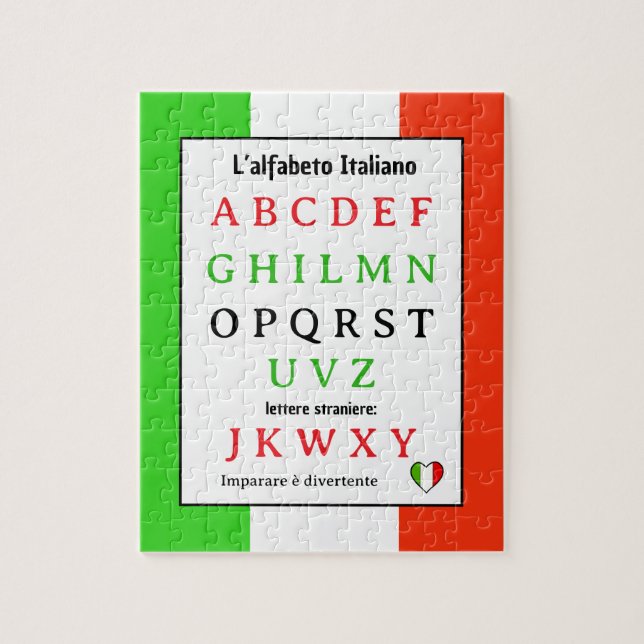 Quebra-cabeça do Alfabeto Italiano para Crianças (Vertical)
