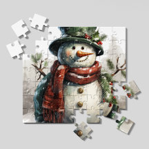 Quebra-cabeça do Boneco de Neve de Natal Vintage |