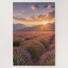 Quebra-cabeça do Campo de Lavanda ao Pôr do Sol