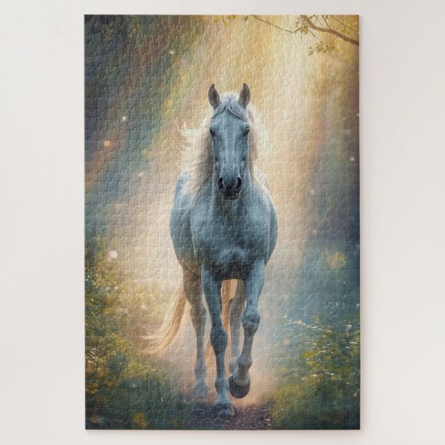 Quebra-cabeça do Cavalo Branco Majestoso (Vertical)