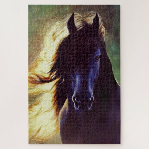 Quebra-cabeça Do "cavalo do preto do fulgor frisão", garanhão