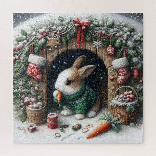 Quebra-cabeça do Coelho de Natal (Vertical)