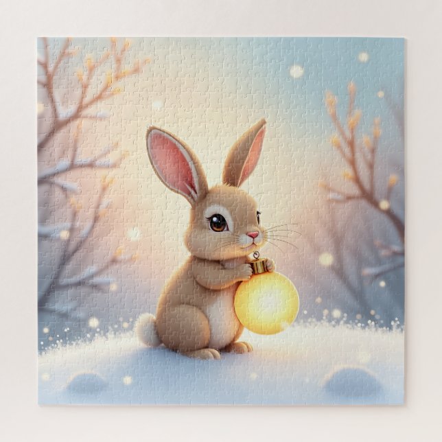 Quebra-cabeça do Coelho de Natal de Inverno (Vertical)