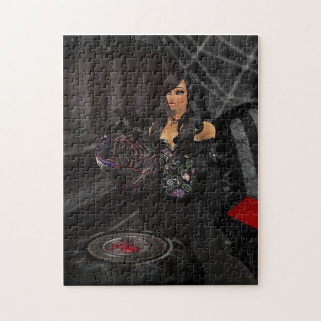 Quebra-cabeça do Coração Negro Gótico (Vertical)