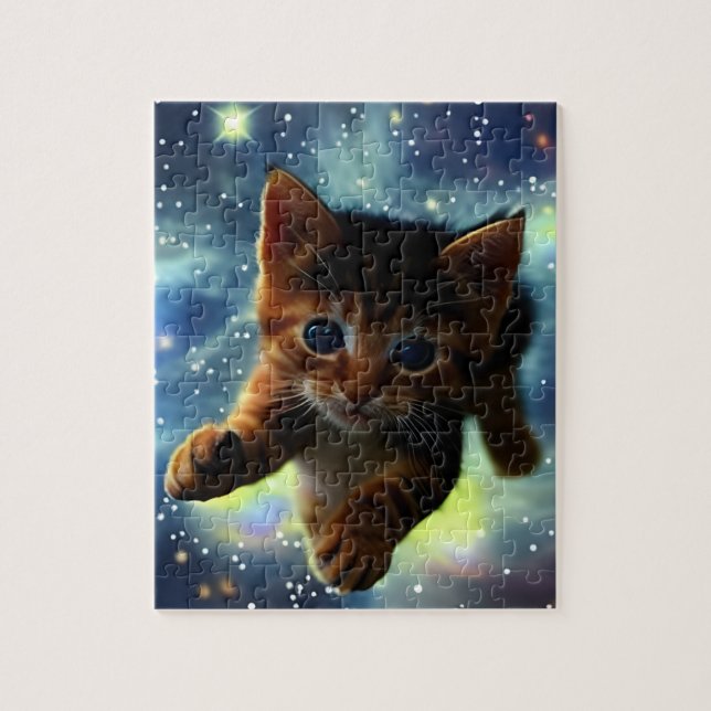 Quebra-cabeça do Gatinho Correndo no Espaço (Vertical)