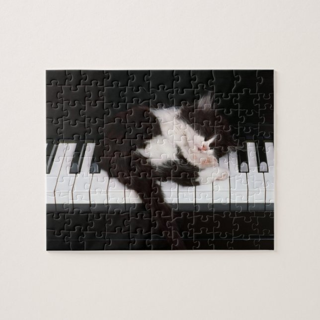 Quebra-cabeça do gatinho do piano (Horizontal)