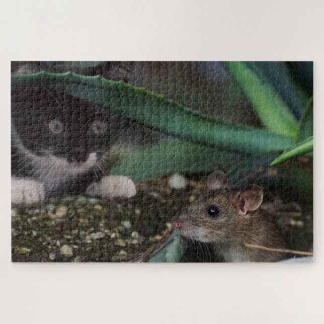 Quebra-cabeça do Gatinho e Rato Fofo (Horizontal)