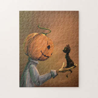 Quebra-cabeça do Gato da Abóbora de Halloween