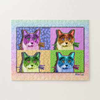 Quebra-cabeça do gato do pop art