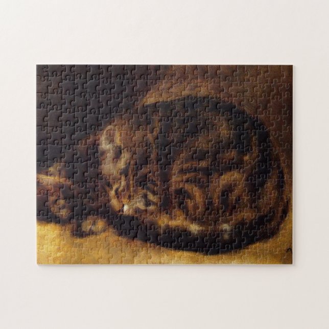 Quebra-cabeça do gato do sono de Renoir (Horizontal)