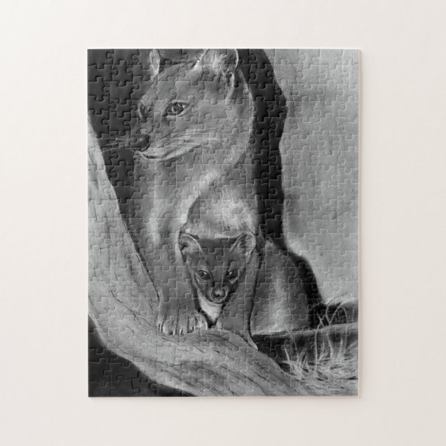 Quebra-cabeça do gato Fossa e bebê (Vertical)