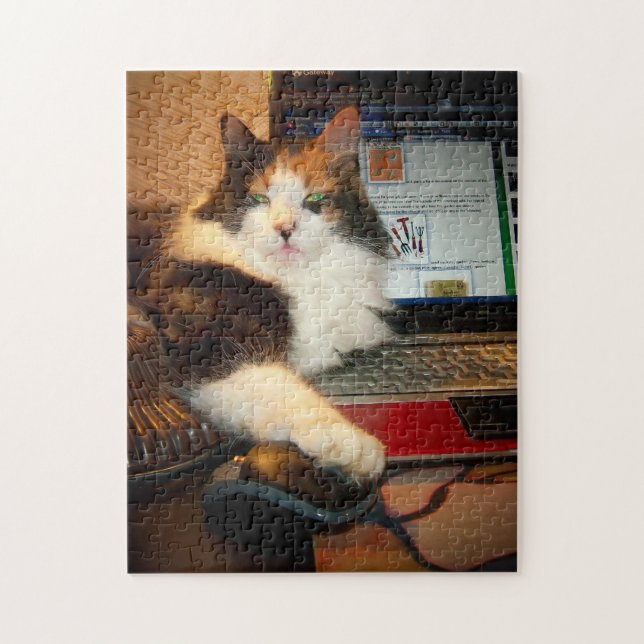 Quebra-cabeça do Gato Malhado no Teclado (Vertical)