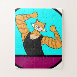 Quebra-cabeça do gato muscular laranja