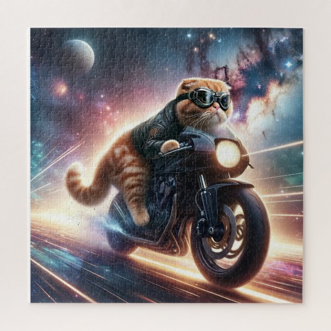 Quebra-cabeça do gato na motocicleta (Vertical)
