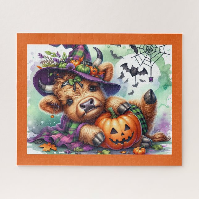 Quebra-cabeça do Halloween Highland Cow (Horizontal)