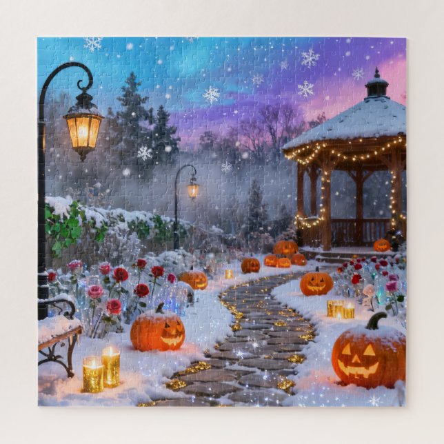 Quebra-cabeça do Jardim de Halloween de Inverno (Vertical)