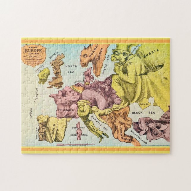 Quebra-cabeça do Mapa da Velha Europa 11x14 Maluco (Horizontal)